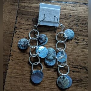 Blue Shell Drop Earrings.